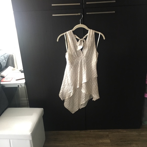 EUC BCBG Maxazira cream silk halter top - Picture 3 of 8